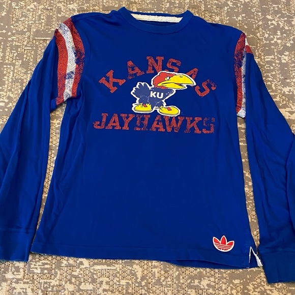 adidas Tops - Kansas Jayhawks Adidas Long Sleeve Shirt Women's Size Medium Color Blue